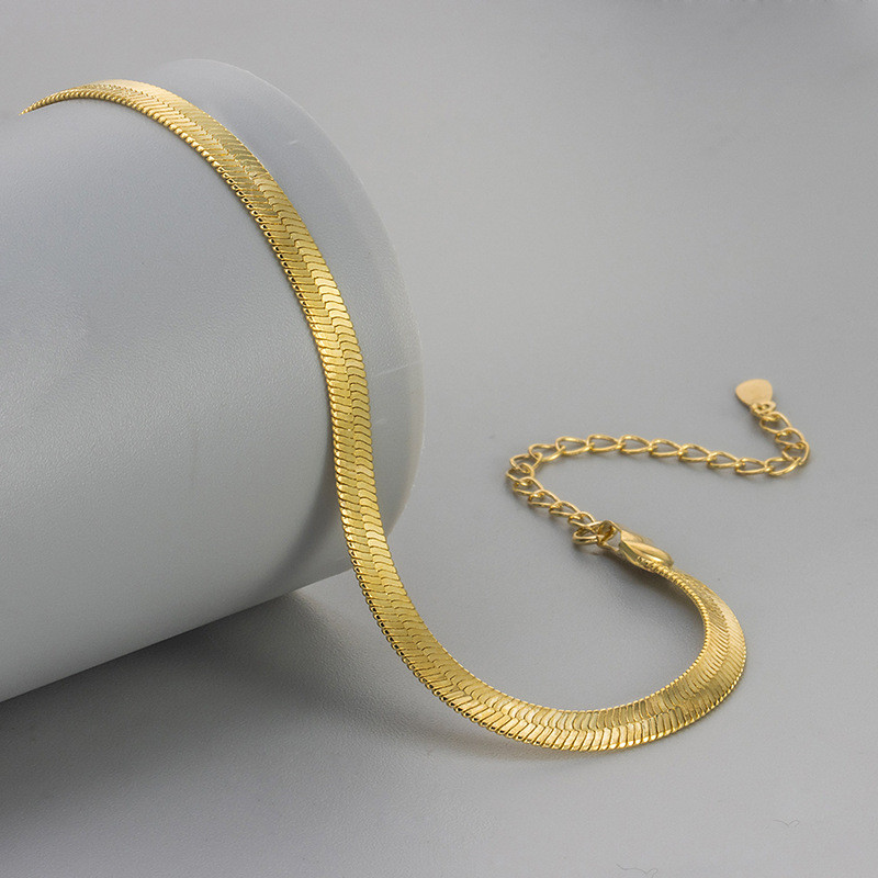 New Fashion European and American Cross-Border Flat Snake Bone Bracelet for Women Simple High-End Versatile Minimalist Style Bracelet Jewelry