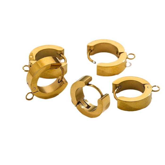 Stainless Steel Polished Circle Earrings High-End Niche Retro Light DIY Ear Clips Titanium Steel Non-Fading Ear Studs Ear Hoops