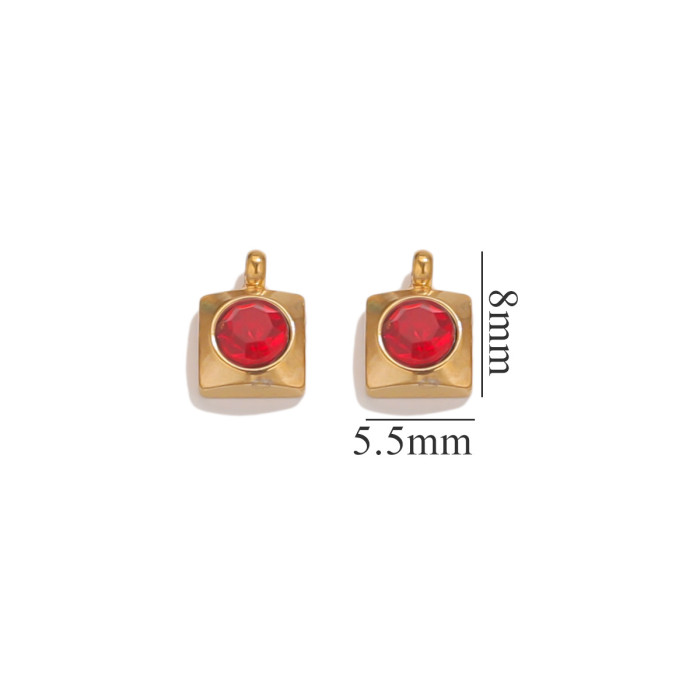 Stainless Steel Pendant Accessories 18K Gold Plated Color Retention Geometric Necklace DIY Bracelet Inlaid Crystal Jewelry Accessories