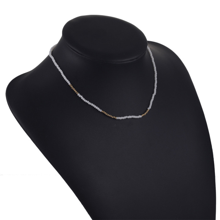 Stainless Steel Elegant Beaded Necklace Bohemian Style Chain Rice Beads DIY Necklace Handmade Irregular Necklace