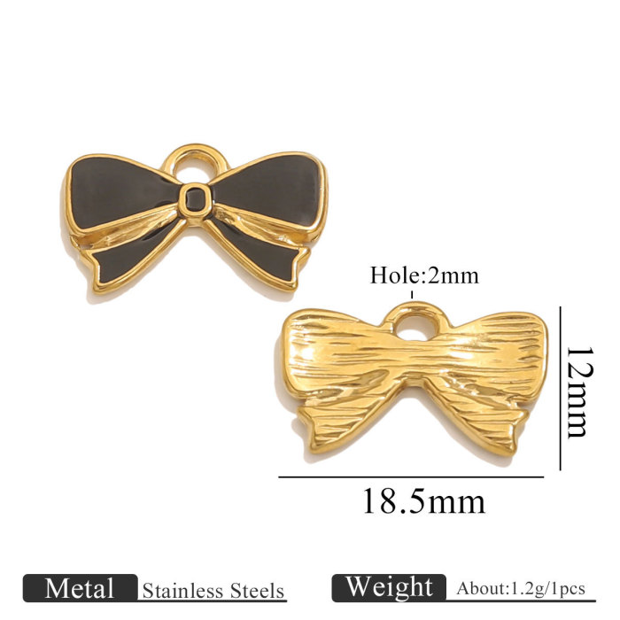 New Stainless Steel 18K Plated Color-Retaining Bowknot Oil Drop Pendant DIY Necklace Earrings Bracelet Accessories