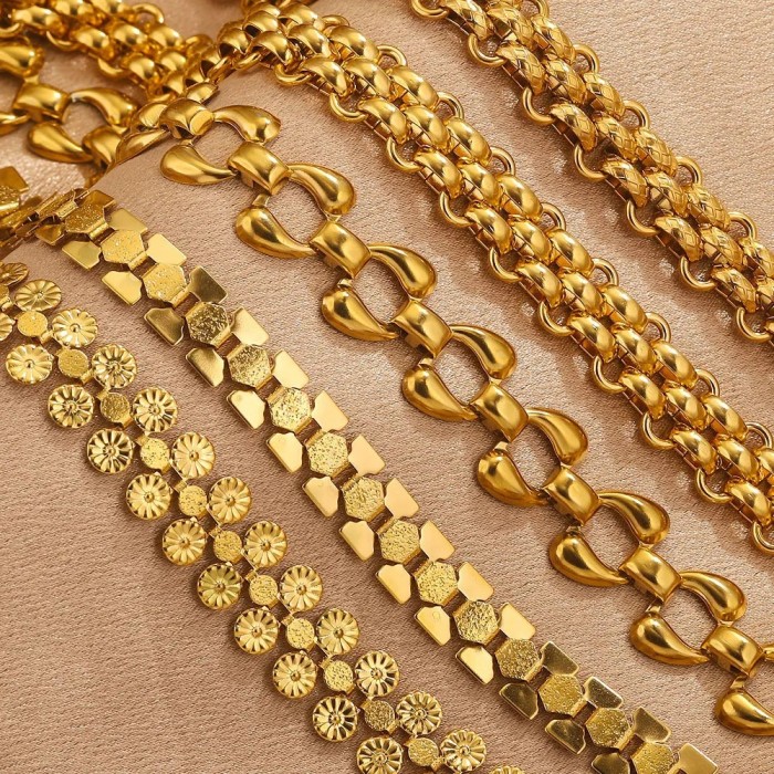 Stainless Steel Hip-Hop Heavy Metal Thick Chain DIY Titanium Steel European and American Fashion Semi-Finished Chain Handmade Bag Chain