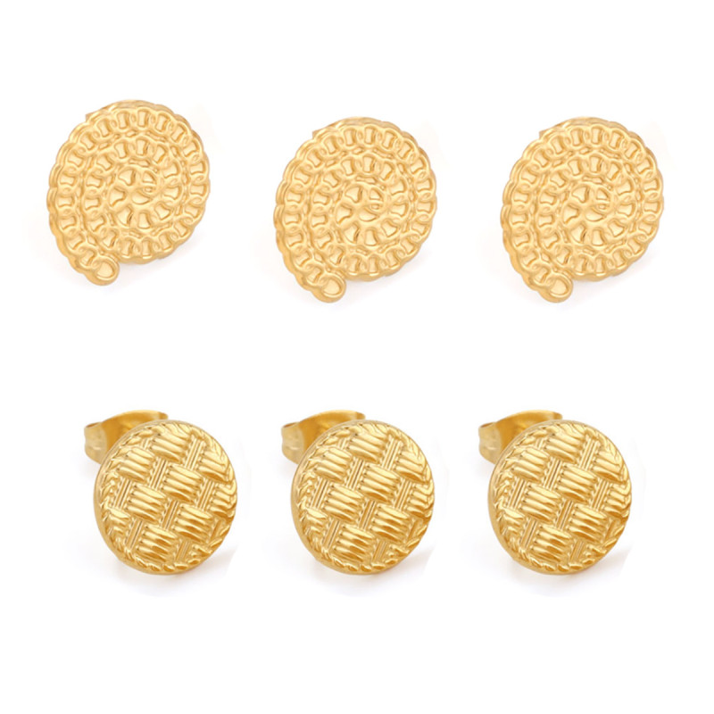 Stainless Steel Braided Threaded Earring Accessories Titanium Steel Ear Hooks DIY Handmade Round Hoop Gold-Plated Earring Accessories