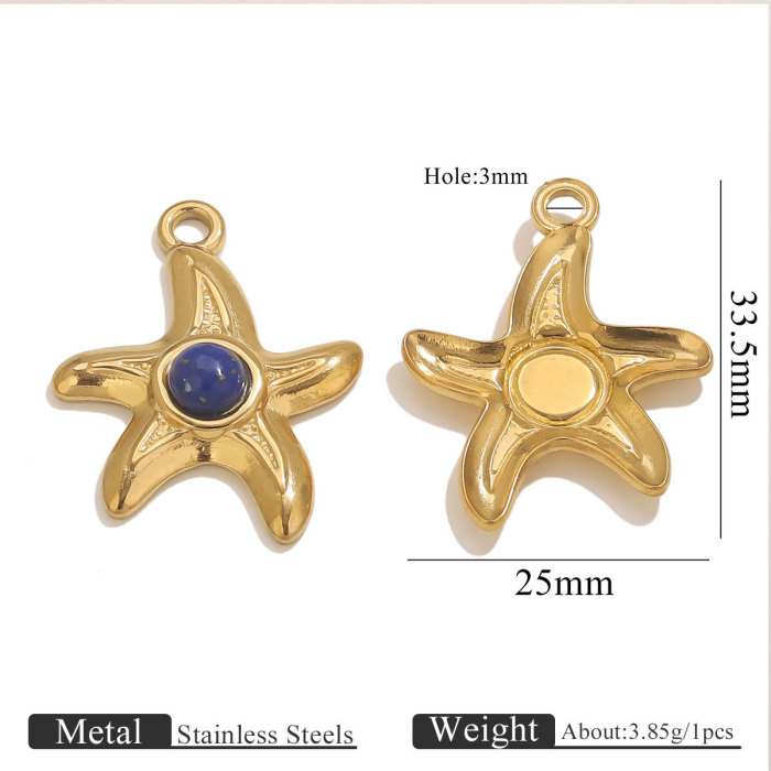 Stainless Steel Starfish Pendant Summer Ocean Series Natural Stone Jewelry Pendant Necklace Accessories