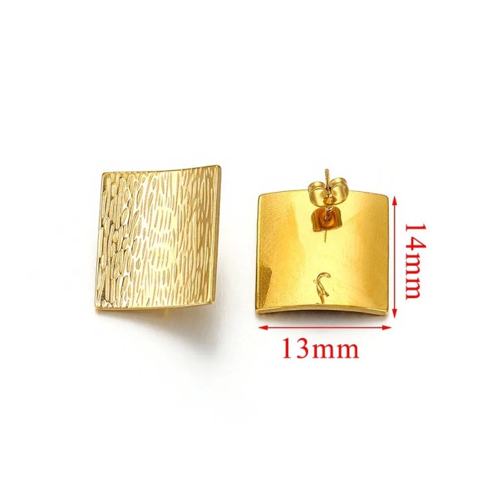 French Style Square Geometric Texture Gold Color Style Fashion Versatile Earrings Personalized Design Elegant DIY Ear...