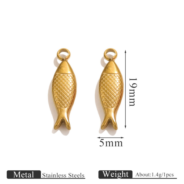 Stainless Steel Fish Gold Seahorse Pendant DIY Summer Ocean Series Necklace Bracelet Jewelry Pendant Accessories