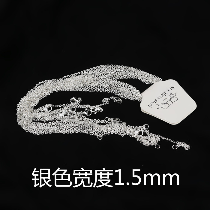 50cm Stainless Steel Necklace O-shaped Flat Chain Cross Chain Titanium Steel Necklace Rose Gold Silver DIY Chain