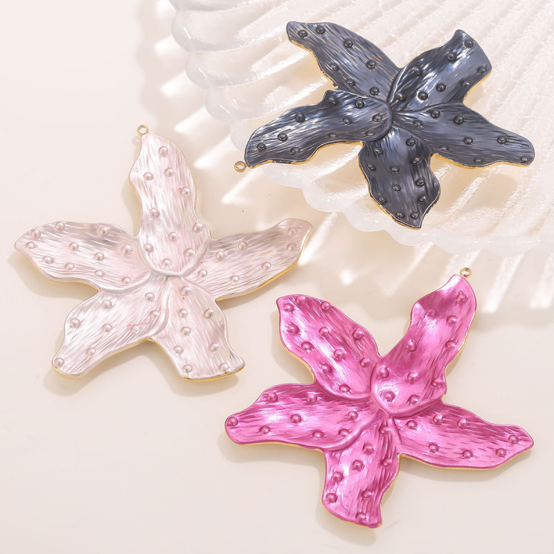 Stainless Steel Starfish Oil Drop Large Pendant DIY Women's Necklace Beach Style Pendant Titanium Steel Jewelry Accessories Wholesale