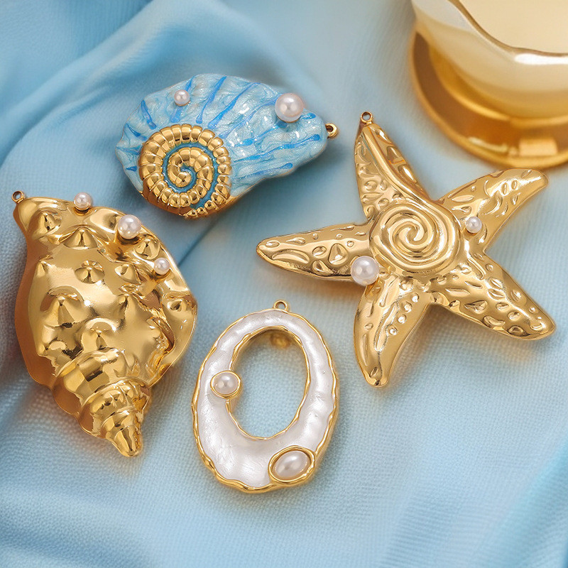 Cross-Border Summer Sea Conch Pendant Beach Series Starfish Shell Jewelry Pendant DIY Necklace Pendant Accessories