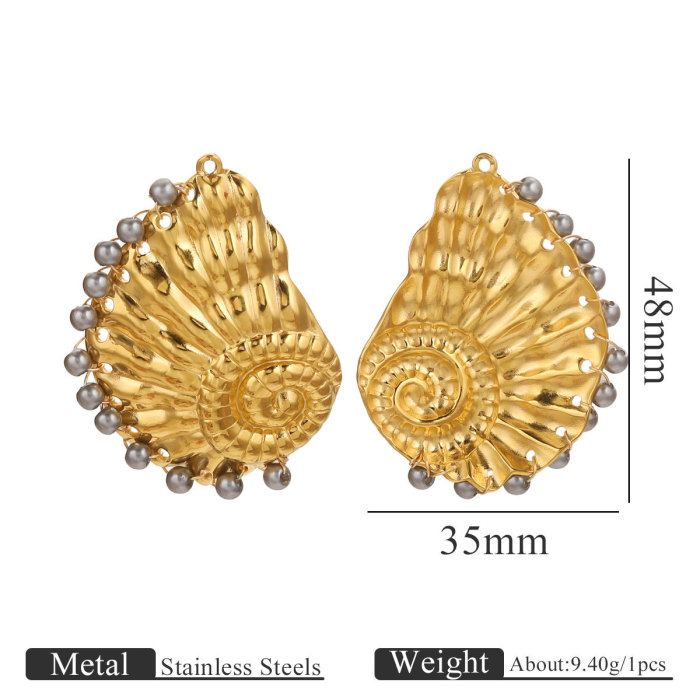 Stainless Steel Ocean Series Large Conch Shell Pendant DIY Handmade Jewelry Accessories Wholesale