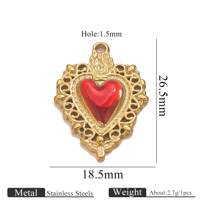Stainless Steel Electroplated 18K Women's Necklace Pendant Color Retention Popular DIY Heart Wings Pendant Hanging De...