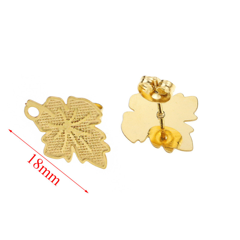 Stainless Steel Earring Accessories Ear Hooks DIY Handmade Leaf Hoop Round Bead Earring Studs Vacuum Gold Plated Earrings