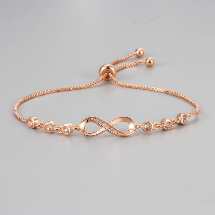 New European and American Cross-Border Geometric Personality Fashion Inlaid Diamond 8-Shaped Bracelet Necklace Pendant High-End Light Luxury Women's Earrings