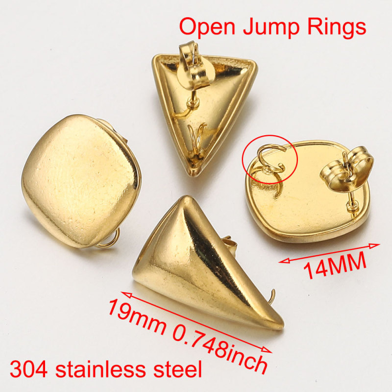 Stainless Steel Round Quadrilateral Triangle Gold-Plated Titanium Steel Earrings Making Supplies Accessories Stud Earrings Ear Posts Jewelry