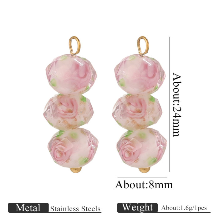 Stainless Steel Beaded Pendant Glass Bead Pendant Jewelry Accessories Women's DIY Necklace Jewelry Accessories