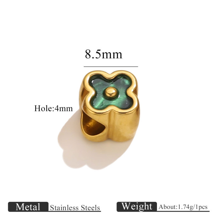 Stainless Steel Vacuum 18K Gold Plated Four-Leaf Clover Large Hole Spacer Beads DIY Cross Flower Shape Beads Loose Be...