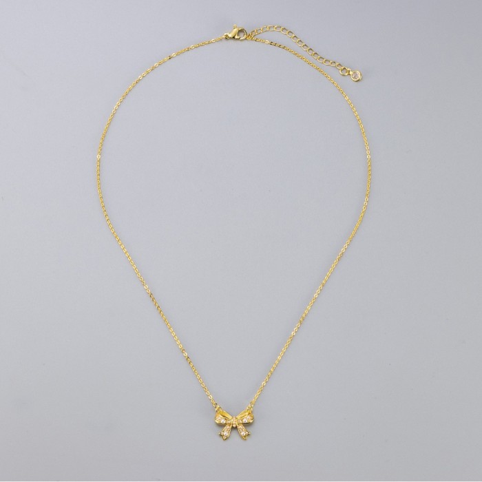 New Zircon Pearl Bow Necklace for Women, Light Luxury Niche Fashion Design Sense Collarbone Chain, Internet Celebrity Versatile Women
