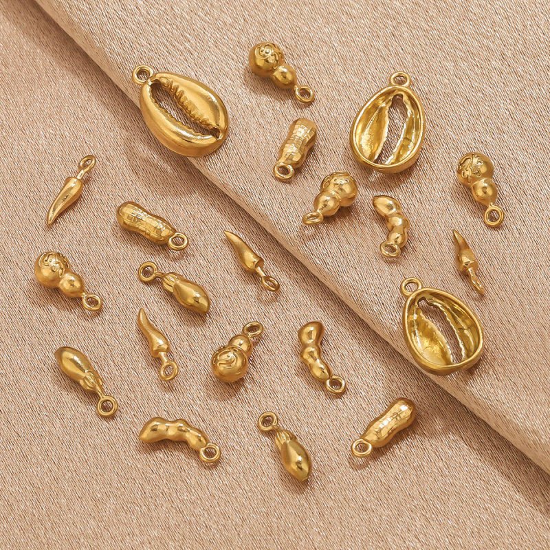 DIY Vacuum Gold Plated Small Pendant Chili Gourd Jewelry Accessories Earrings Bracelet Charms Titanium Steel Pendant Components