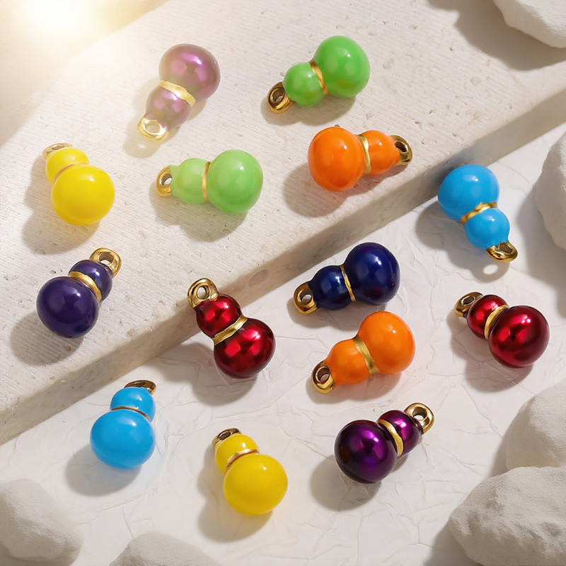 Stainless Steel Enamel Oil Drop Gourd Pendant DIY Necklace Bracelet Enamel Pendant Handmade Jewelry Pendant Accessories