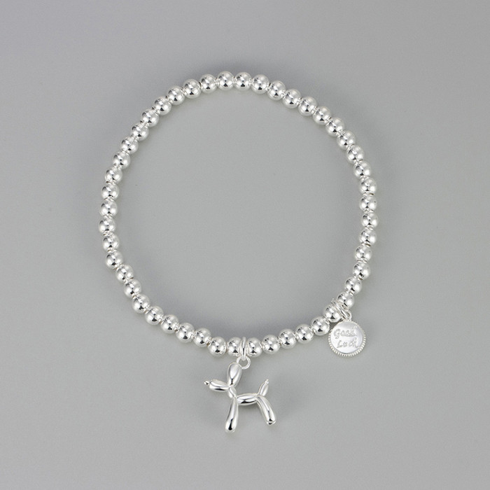 2024 New Cute Balloon Dog Bracelet for Women Elastic Round Beads Niche Design Simple Luxury High-end Feel Luxury Acce...