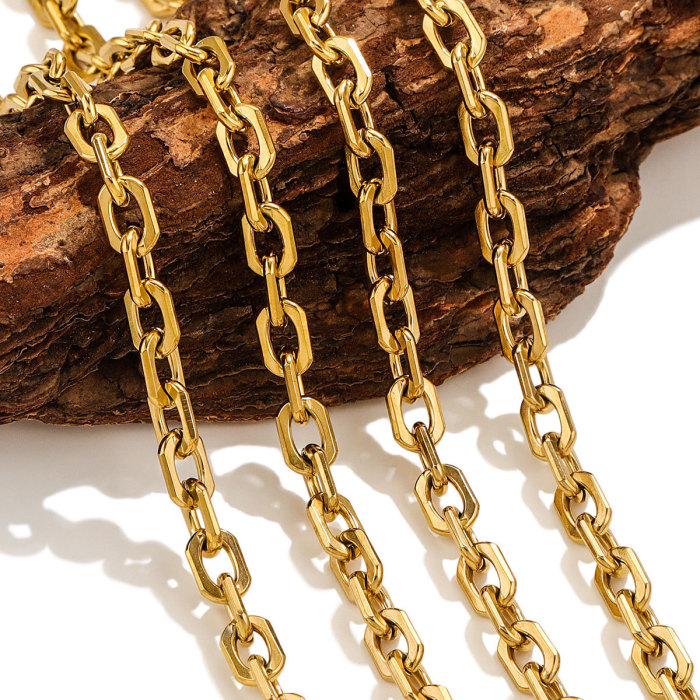 European and American Cross-Border Stainless Steel Angled Cross Chain Plain Chain Fashion Simple Cuban Chain High-End DIY Necklace Jewelry
