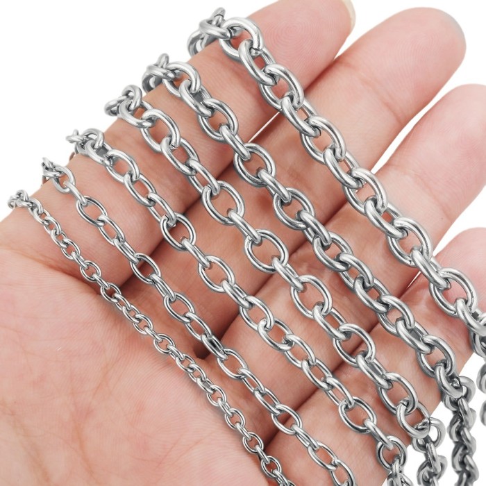 Stainless Steel Chain Jewelry DIY Handmade Accessories Material Cross Chain Necklace O Chain Rust-Free Chain Accessories