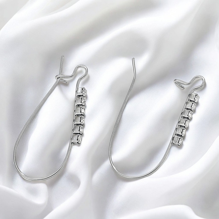 INS Style Earrings Geometric Heart Rhinestone Earrings Versatile Stud Earrings Stainless Steel DIY Jewelry Accessories