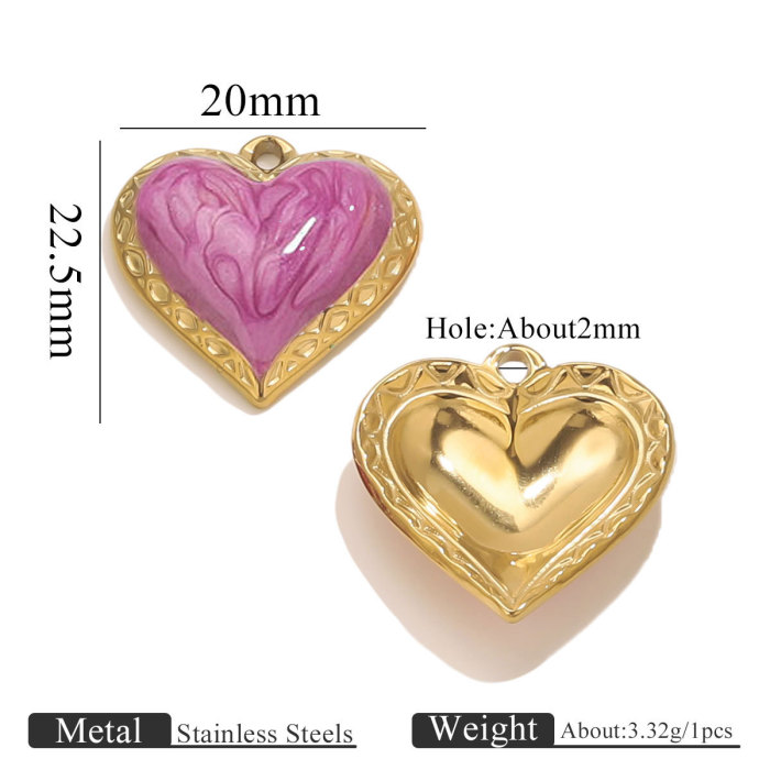 Stainless Steel Oil Drop Peach Heart Pendant DIY Women's Necklace Bracelet Handmade Jewelry Heart Pendant Accessories