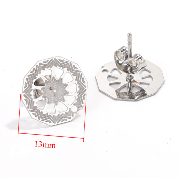 Stainless Steel Bohemian Hollow Pattern Ear Hooks with Hanging Vacuum Earrings DIY Handmade Jewelry Accessories Ethnic Style