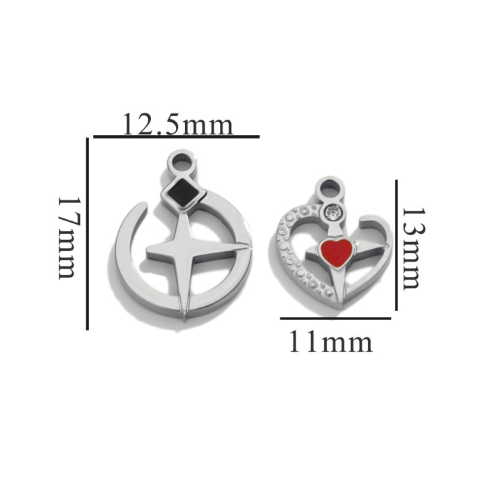 Personalized Fashion Cute DIY Jewelry Accessories 18K Gold Plated Stainless Steel Valentine's Day Couple Jewelry Pend...