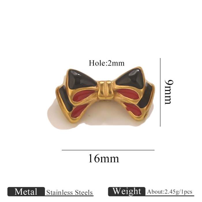 DIY Stainless Steel Jewelry Accessories 18K Gold Plated Oil Drop Bowknot Small Pendant Bracelet Pendant Accessories W...