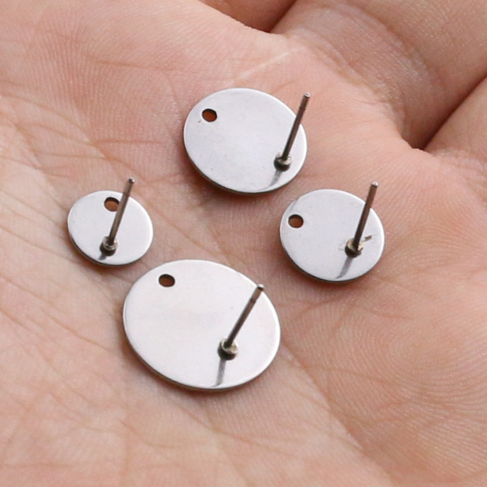 Stainless Steel Round Bead Earring Accessories with Hole Round Piece Welding Earring Pins DIY Handmade Earring Dangle...