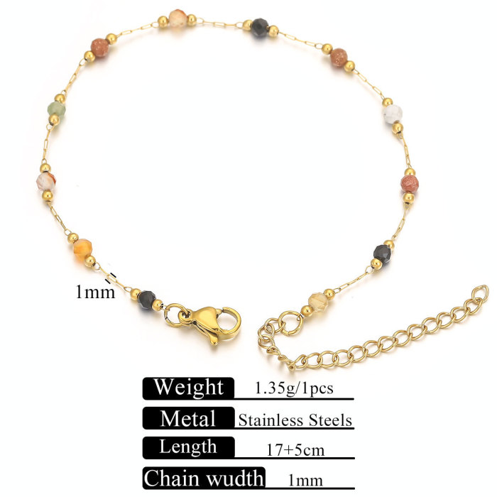 Stainless Steel Natural Stone Bracelet Necklace Electroplated 18k Fashion Fresh Simple DIY Handmade