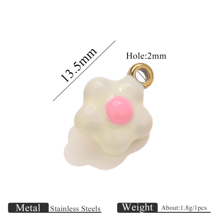 Stainless Steel 18K Vacuum Plating Mini Poached Egg Pendant DIY Jewelry Accessories Creative Fried Egg Small Pendant,...
