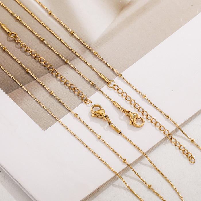 Stainless Steel Hammered Necklace Geometric Pendant Simple Design High-end Niche DIY Jewelry Chain Clavicle Chain Wholesale