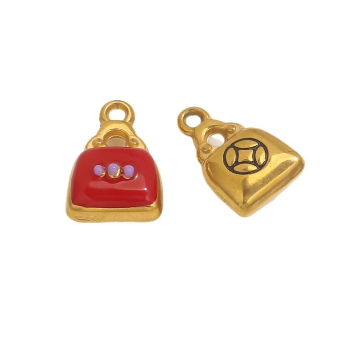 Stainless Steel Hydraulic Oil Drop Pendant Series 18K Gold Plated Bag Pendant Necklace Hanging Ornament Accessories