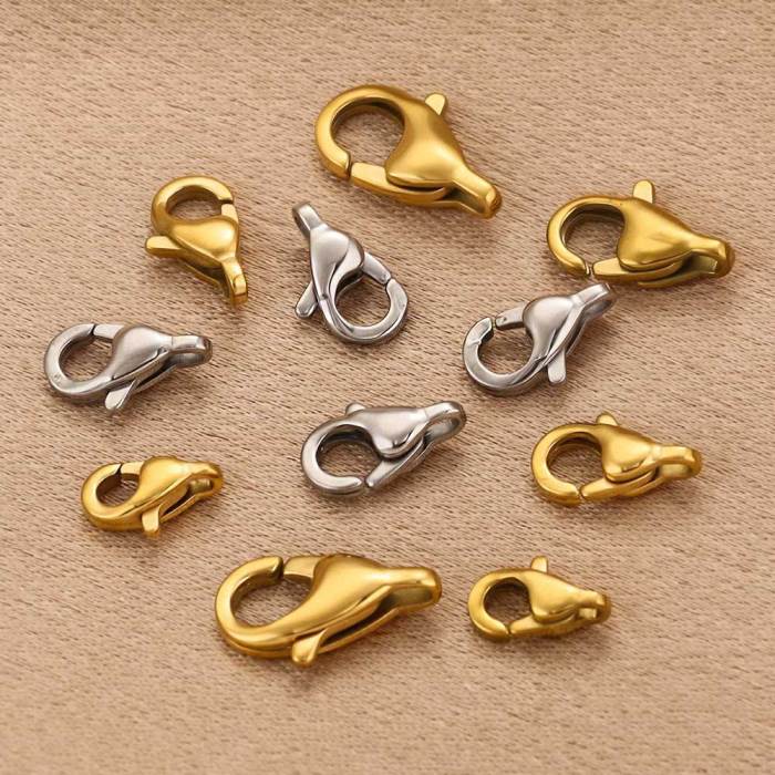 Stainless Steel Polished Fine Lobster Clasp Rectangular Clasp Vacuum Electroplated Gold Lobster Clasp Titanium Steel DIY Bracelet Clasp