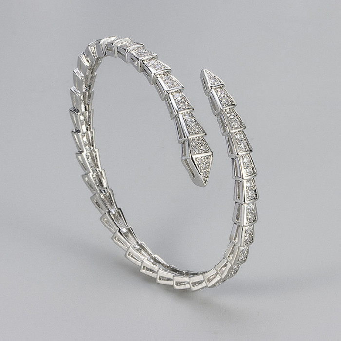 Cross-Border New Creative Full Diamond Snake Bone Bracelet Foreign Trade Hot-Selling Feminine High-End Trendy Bracelet Personalized Jewelry
