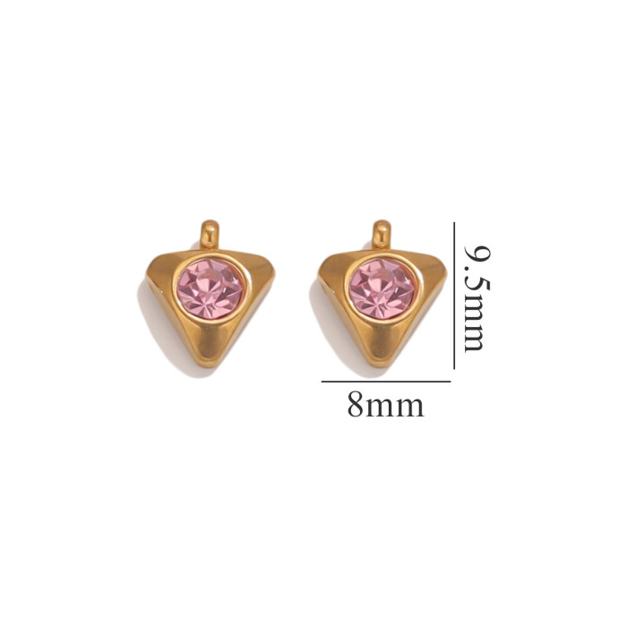 Stainless Steel Pendant Accessories 18K Gold Plated Color Retention Geometric Necklace DIY Bracelet Inlaid Crystal Jewelry Accessories