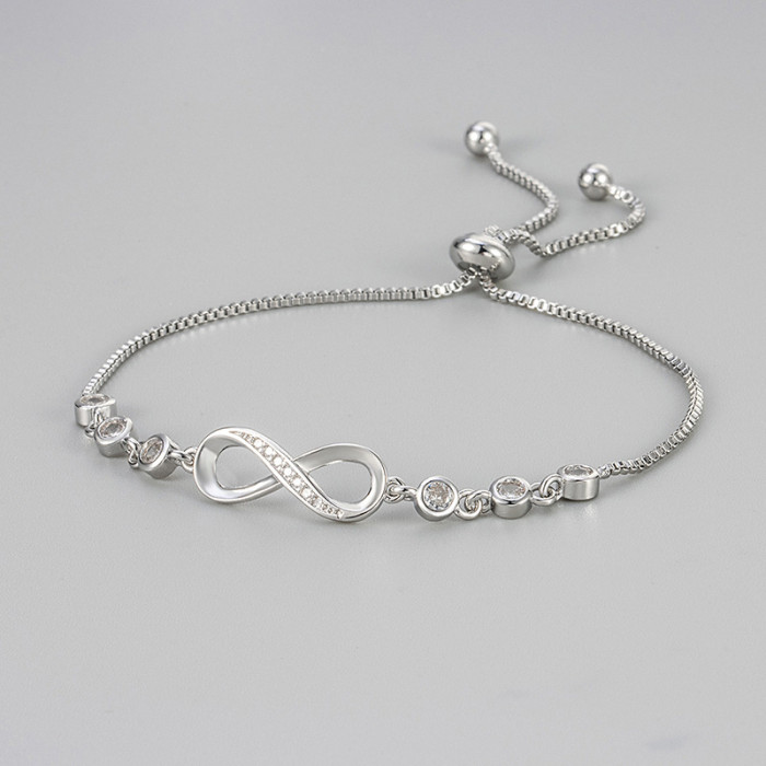 New European and American Cross-Border Geometric Personality Fashion Inlaid Diamond 8-Shaped Bracelet Necklace Pendant High-End Light Luxury Women's Earrings