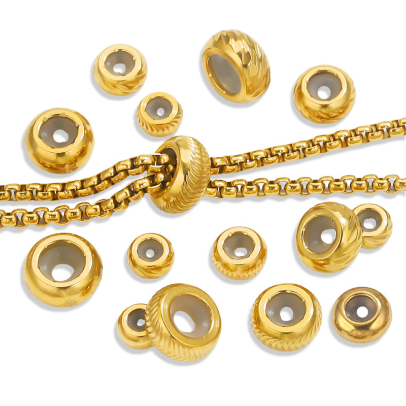 Stainless Steel Adjustable Silicone Handmade Loose Beads Necklace Gold Bracelet Jewelry DIY Color Retention Spacer Jewelry Wholesale