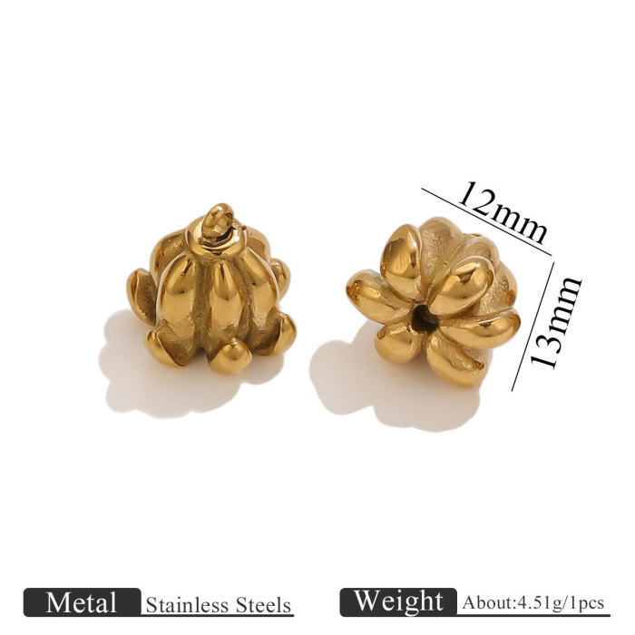 Vacuum Gold Plated Stainless Steel Flower Pendant 18K Gold Casting Titanium Steel Necklace Pendant Women's Earrings P...
