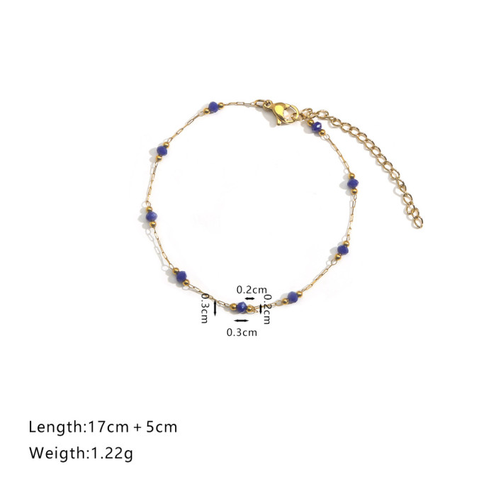 Ins Style Natural Stone Bead Chain Necklace Bracelet Stainless Steel Chain Simple Exquisite Layered Summer Short Style