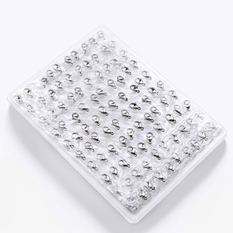 100 Pieces per Pack Stainless Steel Polished Lobster Clasp Connector Dog Clasp DIY Jewelry Accessories Electroplated Necklace Clasp Bracelet