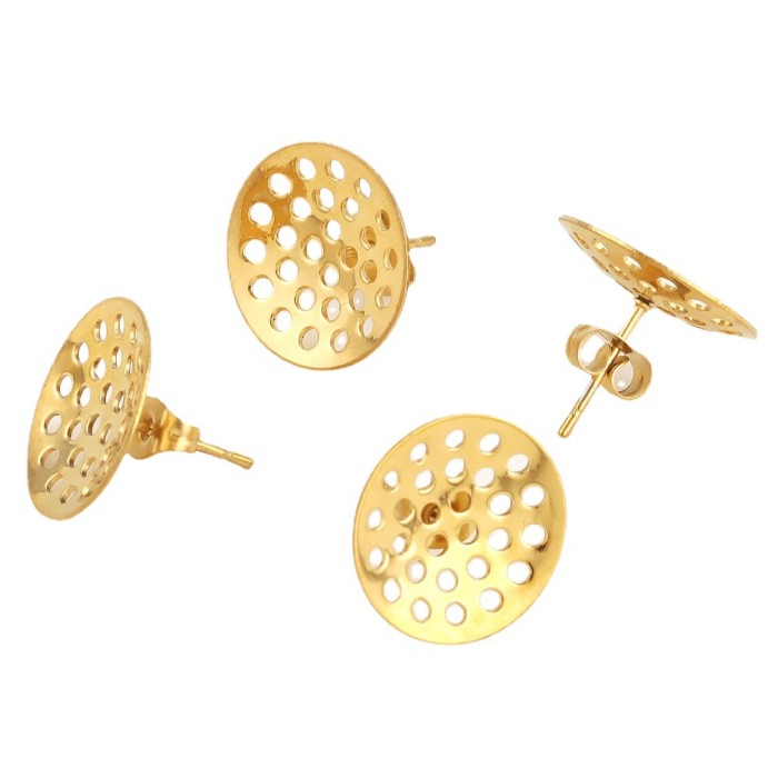 Stainless Steel Hollow Earring Accessories Base DIY Handmade Round Titanium Steel Ball Earring Studs Vacuum Earrings