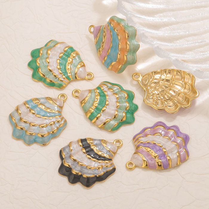Stainless Steel New Product 18K Vacuum Electroplating Oil Drop Shell Pendant Jewelry Accessories DIY Jewelry Accessor...