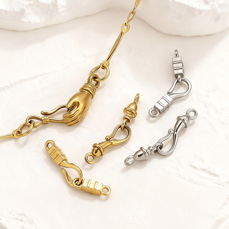 Stainless Steel S-Type Interlocking Buckle DIY Bracelet Necklace Connector End Clasp Accessories Braided Cord End Clasp Jewelry Accessories