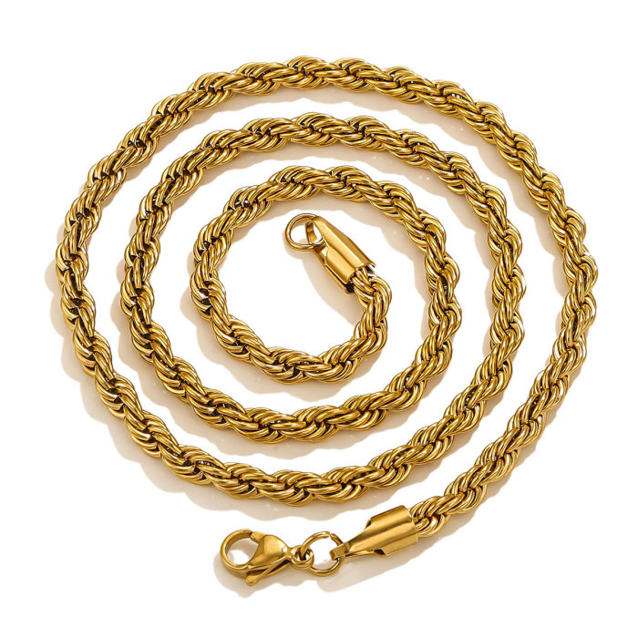 European and American Style Stainless Steel Braided Chain Titanium Steel Twisted Necklace Chain Fashion Jewelry Hip Hop Punk Chain