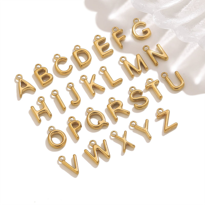 Stainless Steel Cross-border 26A-Z Mini Circle Letter DIY Handmade Jewelry Accessories Vacuum Electroplated Jewelry Pendant