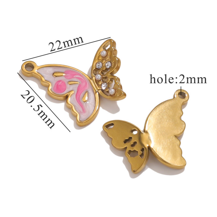 Stainless Steel Butterfly New Retro Butterfly Pattern DIY Pendant Titanium Steel Animal Pattern Niche Accessories Wholesale